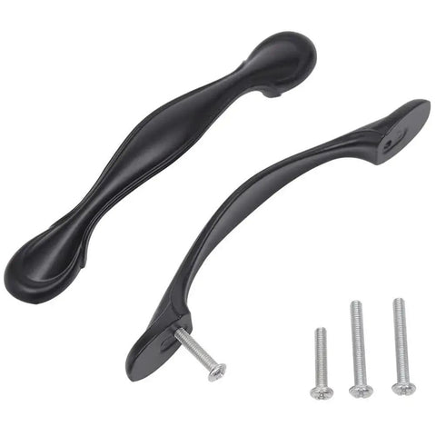 30 Pack Black Stainless Steel Cabinet Handles And Drawer Pulls For Kitchen Cabinets Cupboards And Furniture Hardware Includes 20mm And 30mm Screws Overall Length 5.51 Inches Hole Centers Three And Three Quarters Inches, with screws