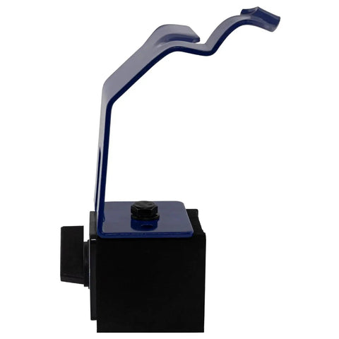 Side view of Magnetic Base MIG Welding Torch Holder Pro Grade with secure positioning for workshops, heavy duty metal stand.