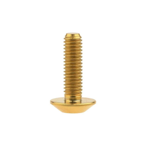 Side view of Dope Titanium M6x20mm Button Torx Head Bolt with gold finish for bikes and motorcycles, showing threaded body and head.