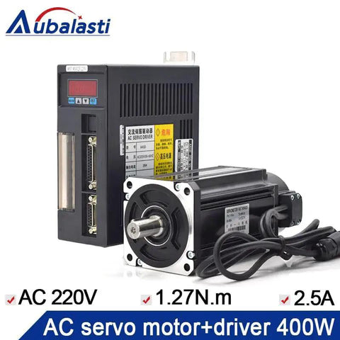 Aubalasti 400W AC servo motor and driver kit; black motor with drive unit, 220V