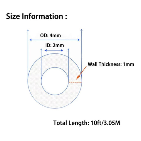 Hooshing silicone tubing 2mm ID x 4mm OD, 10 ft, food-grade high-temp tubing for home brewing and winemaking.