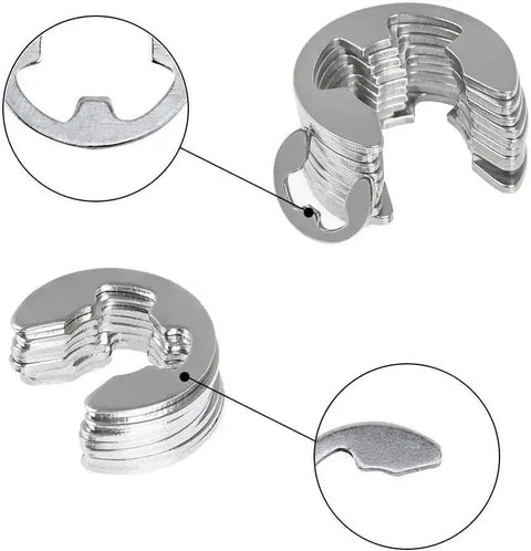 External Retaining Ring Kit With 120 Pcs, 10 Sizes, 304 stainless steel circlip rings, Snap Ring Set showing close-up details
