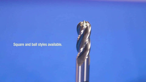 Close-up of a Heavy Duty HSS End Mill Set For Metalworking With Three Eighths Inch Shank And Two Flute Square End Mills