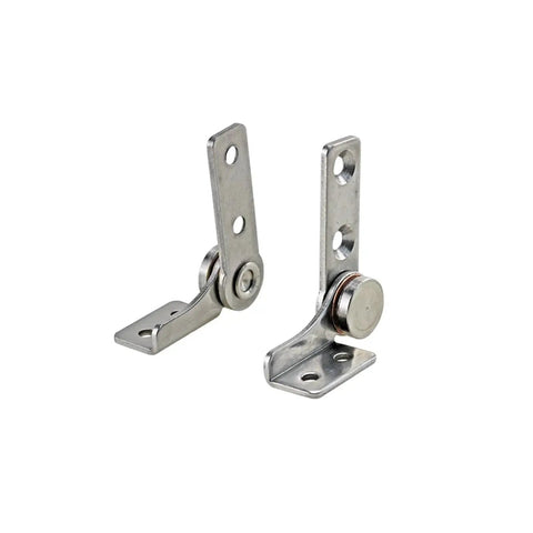 Front and side views of two Flozari 304 stainless steel torque damping hinges with mounting brackets TA-Right 3.0 N.m