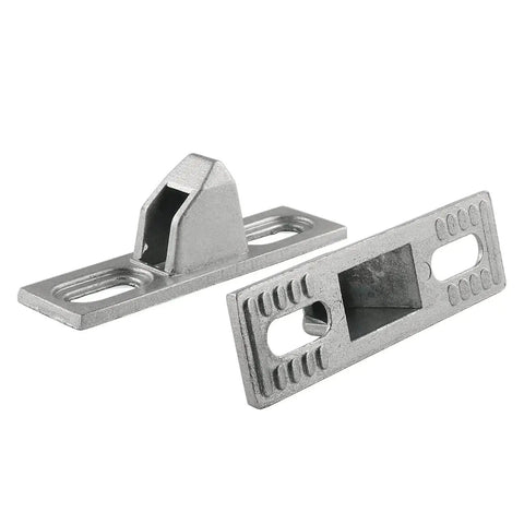 Sliding Glass Door Keeper Set, 2 Pieces With 4 Screws, Die Cast Zinc Chrome Plated, Corrosion Resistant And Durable, Friction Base Bumps