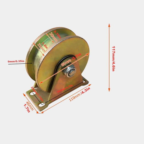 Rigid Track Wheel For Sliding Gate With Bracket Heavy Duty Barn Door Caster 100mm 45 Steel Galvanized Finish Double Bearing