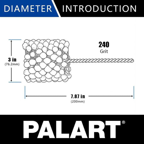 Diagram of 3 Inch Flexible Cylinder Hone Tool With 240 Grit Silicon Carbide Ball Brush for Engine Bore Deglazing.