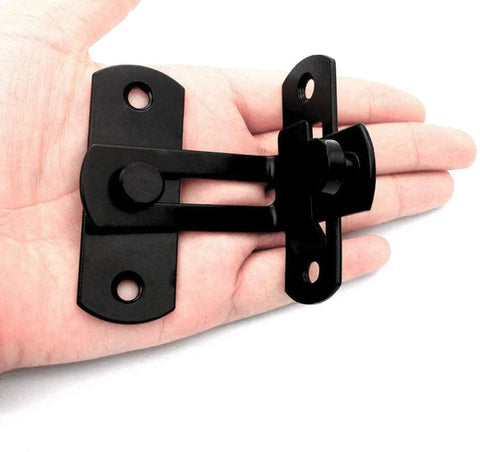 Two Pack Beefy Stainless Steel Barn Door Lock Set With 90 Degree Latch And Catches For Sliding Bathroom Doors Black Finish