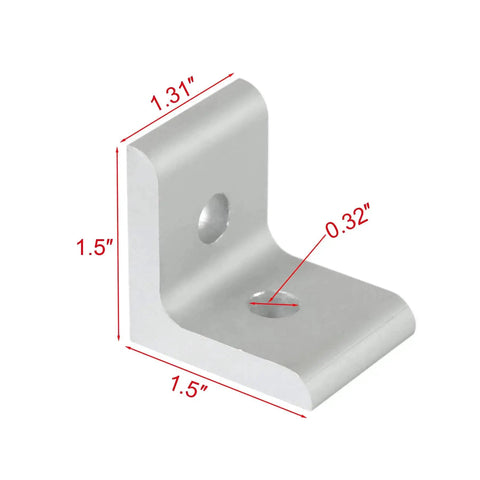 10 Pack 1515 Series Aluminum Inside Corner L Bracket Connector For Extruded Aluminum 2 Hole 1.5 Inch By 1.5 Inch By 1.31 Inch Body With 0.32 Inch Holes DIY Friendly Heavy Duty Reusable Smooth Edges Compatible With 15 Series Extrusions