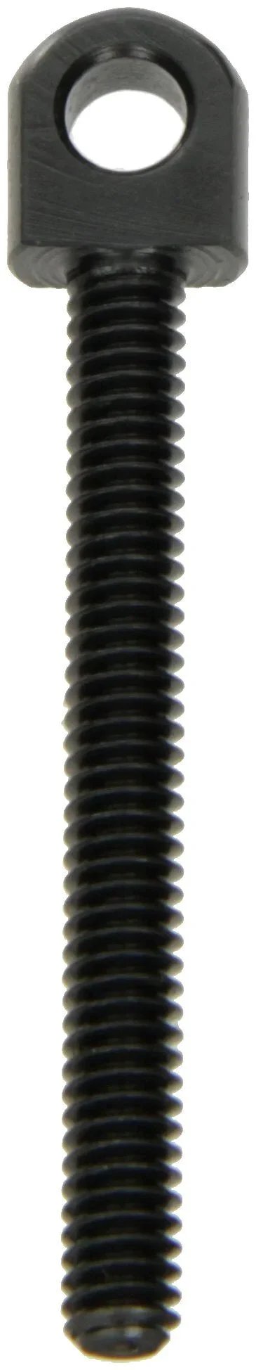 Black Oxide 12L14 Steel Latch Bolt 1/4-20 TPI, 3/4 Inch Thread Length, square shoulder, front view.