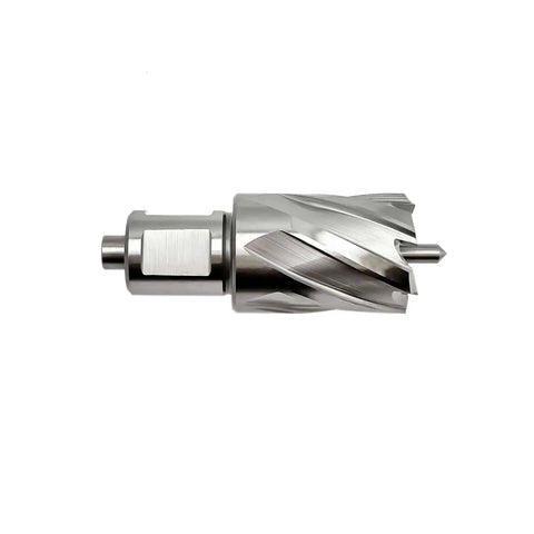 Side view of Heavy Duty Pro Grade Annular Cutters Set for Mag Drill with 9 pieces HSS M2 Weldon Shank Slugger Bits.