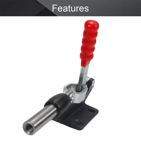 Adjustable Toggle Clamp With Push Pull Action, 851 Lbs Capacity, High Carbon Steel Construction, Red Finish, side view