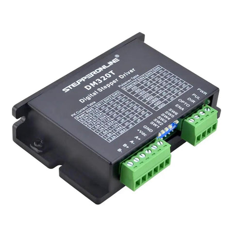 Industrial-Grade Stepper Driver For Nema 8 11 14 16 17 Motors, 0.3 To 2.2A Current, 10 To 30V DC, front view showing connectors