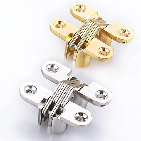 Hidden Hinges 8x42mm Concealed Cross Door Hinge For Cabinets, Furniture, Wood And Metal Doors, 180 Degree Folding, Two-Piece Alloy