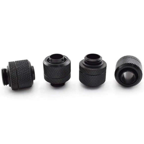 G1/4 To 3/8 Inch Quick Tighten Compression Fittings For Soft Tubing In PC Water Cooling System, 4 Pack, Brass With Black Chrome Finish