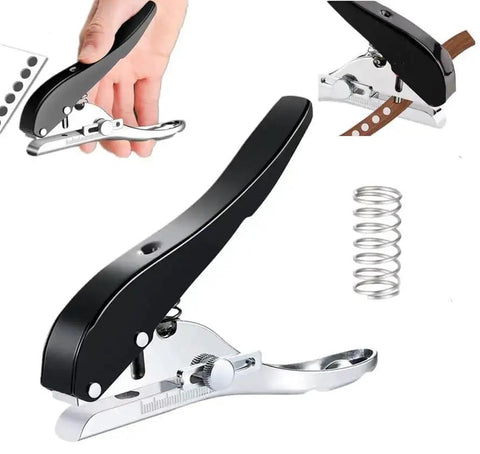 Heavy Duty Round Hole Punch One Quarter Inch 6mm Handheld Paper Punch for Craft Plastic Cardboard Photos and Business Cards, black tool.