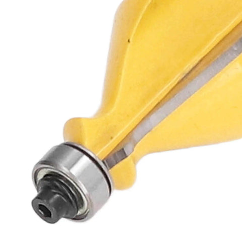 Close-up of One Quarter Inch Shank Router Bit For Woodworking, Carbon Steel Alloy Cutter For Door Molding And Picture Frame Forming