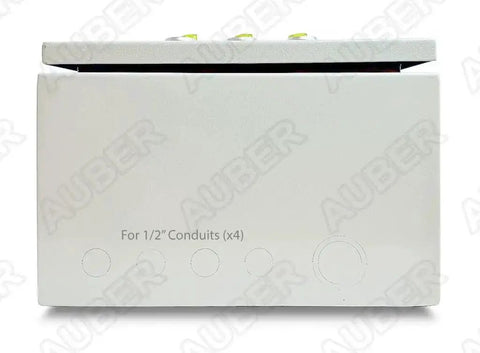 Front view of Powder Coating Oven Control Panel With Light And Fan Control 240V 75A 18000W Heavy Duty Wall Mount Enclosure