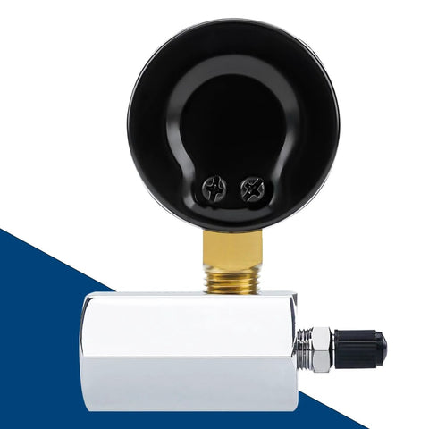 Gas Pressure Test Gauge Assembly For Gas Lines With 0 To 15 Psi Range, 2 inch Dial, Chrome Plated Steel Body, Brass Valve