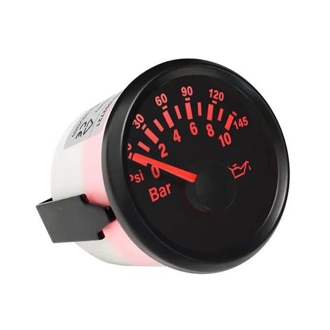 Marine Oil Pressure Gauge 0 To 10 Bar 0 To 145 Psi 52 Mm 2 Inch Backlit For 12 Volt 24 Volt Boats Waterproof Dial