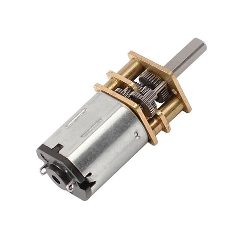 Close-up of Two Pack GA12 N20 Gear Reducer Motor Kit for micro robots and smart cars, 12V 100 RPM DC gear motor with reduction gearbox