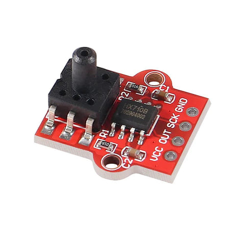 DWEII air pressure sensor module, red PCB with black sensor IC and labeled VCC OUT SCK GND
