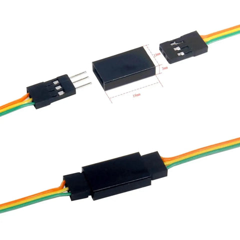 20 Sets 3P RC Servo Connector Kit with male and female plugs, 2.54mm pitch, brass nickel plated, ideal for DIY servo extensions.
