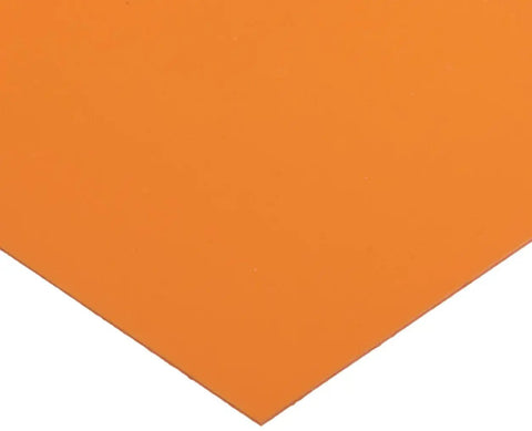 Color Coded Plastic Shim Stock Flat Sheets Assortment 5 Inch Width 20 Inch Length Pack Of 14 Includes Thicknesses From 0.0005 Inch To 0.030 Inch, orange shim sheet close-up.