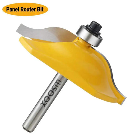 Three Piece Raised Panel Cabinet Door Router Bit Set With Ogee Rail And Stile For Woodworking, yellow carbide bit shown