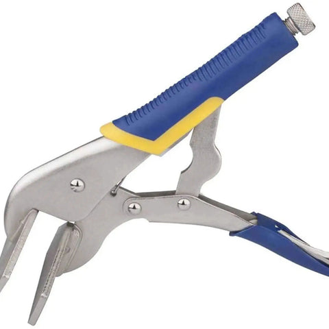 Heavy Duty Sheet Metal Hand Seamer And Locking Pliers Set For Home Use, close-up view, 25cm length, 9.8cm jaw, durable steel construction.