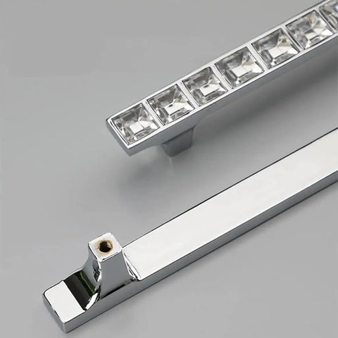 Crystal Glass Rhinestone Cabinet Pulls 4 Pack Shiny Dresser Knobs Handles For Cupboard Wardrobe Doors With 3.8 Inch Hole Centers