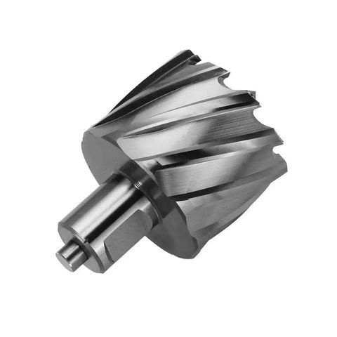 Premium HSS Annular Cutter Kit With Pilot Pin For Magnetic Drill Press By JESTUOUS showing metal cutter bit front view
