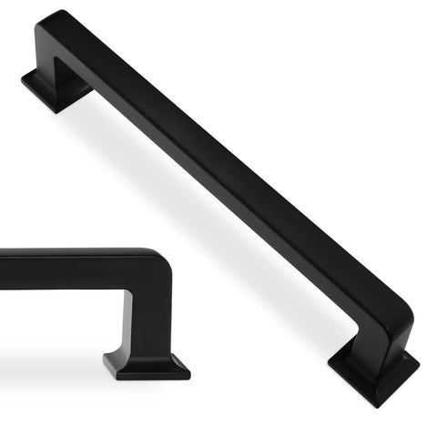 10 Pack Matte Black 5 Inch 128mm Cabinet Handles Zinc Alloy Drawer Pulls, solid heavy duty kitchen hardware with smooth edges.