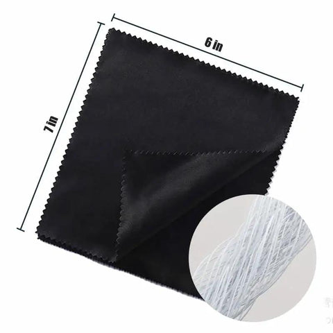 Close-up of black microfiber cloth 6x7 inches showcasing fabric detail for 12 Pack Microfiber Cleaning Cloths For Lenses Screens Cameras Eyeglasses 6x7.