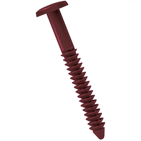 3 Inch Lifetime Vinyl Shutter-Loks Exterior Shutter Screws In Wineberry, 12 Per Bag, Color Matching Screws For Quick Durable Shutter Installations, Weatherproof Vinyl Hardware By Ekena Millwork close-up view