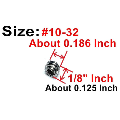 Durable 50 Piece 10-32 x 1/8 Inch Hex Socket Set Screws in 304 Stainless Steel with 3/32 Inch Allen Wrench ZDingTech Grub Screws Kit