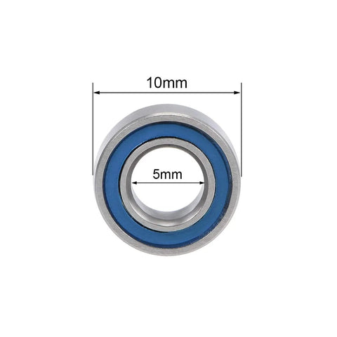 uxcell MR105-2RS deep groove ball bearing with blue double seal, 5mm ID, 10mm OD