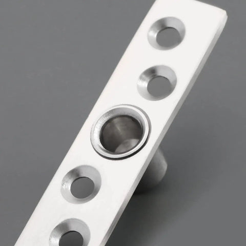Close-up of stainless steel Eight Piece 360 Degree Door Pivot Hinge Set With Fixing Screws Stainless Steel Center Pivot Hinges