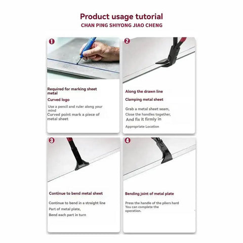 Product usage tutorial for Folding Pliers Set For Sheet Metal Bending And Straightening Three Piece Nonslip Handle Pliers For Roofers 45 90 180 Degree Bend Angles Hand Seamers For Aluminum Roofing And Welding In Tight Spaces.