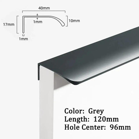 Five Pack 120mm Grey Cabinet Pulls With Matte Concealed Edge Design And Finger Friendly Tab Handles for Contemporary Furniture