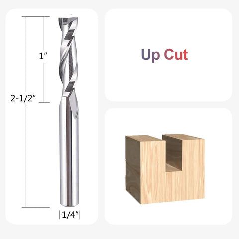 Up Cut Spiral Router Bits Set For Woodworking 5Pcs SpeTool 1 Quarter Inch Shank 1 Quarter Inch Cutting Diameter Solid Carbide CNC End Mill HRC55