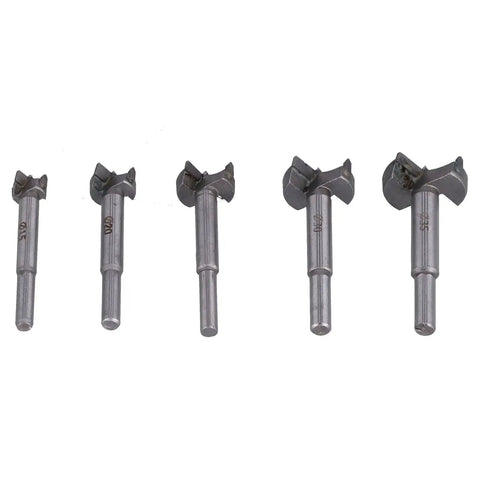 5 Piece Woodworking Drill Bit Set For Hinge Holes With Storage Case Includes 15mm 20mm 25mm 30mm 35mm Hinges Hole Cutter Bits