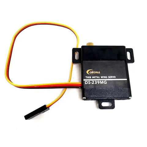 Two Pack DS239MG Digital Servo Motor With Metal Gear for RC Glider and Fixed Wing Planes, showcasing product design and wiring
