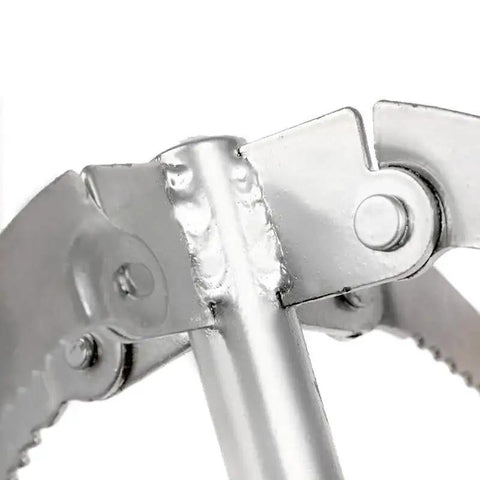Close-up view of Folding Grappling Hook With 4 Sharp Prongs Aluminum Survival Anchor Tool, showing welded aluminum prongs.