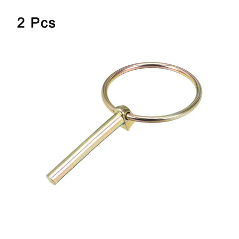 Linch Pin With Ring Set 2 Pack 3/16 Inch By 1-3/4 Inch Heavy Duty Trailer Pins Gold Finish for outdoor use