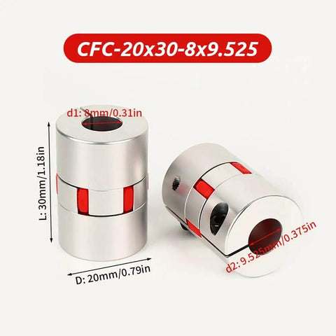 8mm To 9.525mm Plum Flexible Shaft Coupling, 20mm Diameter, 30mm Length Aluminum Motor Connector for CNC Machines and 3D Printers