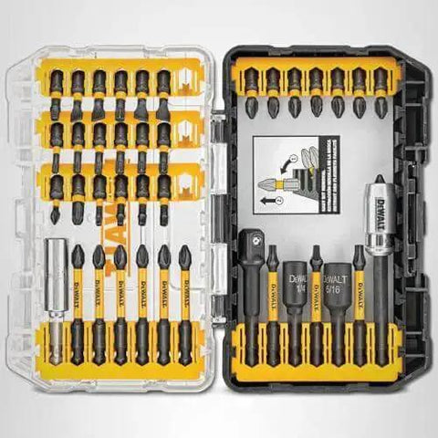 Impact Ready 40-Piece Screwdriver Bit Set With Storage Case For FlexTorq Impact Drivers See Through Lid Patented Bit Bar For Easy Bit Removal Grab-And-Go Handy Case Dewalt