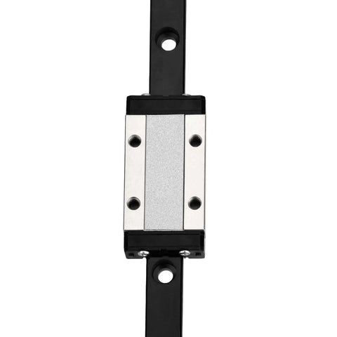 Front view of 350mm Linear Sliding Rail Guide with MGN9H Carriage Block for 3D Printers and CNC Machines, stainless steel bearings.