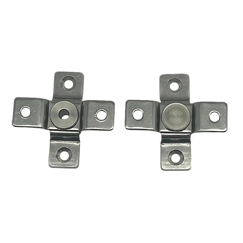 Front view of two 304 stainless steel torque hinges with mounting holes for 360° rotation