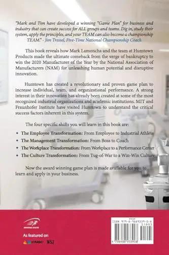 Back cover of The Industrial Athlete Operating System book; pink bottom band with logos and barcode.